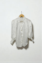 Self Print Satin Shirt - White